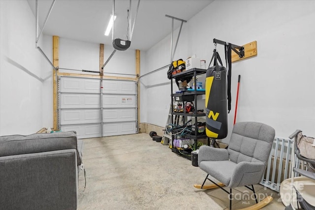 garage with a garage door opener