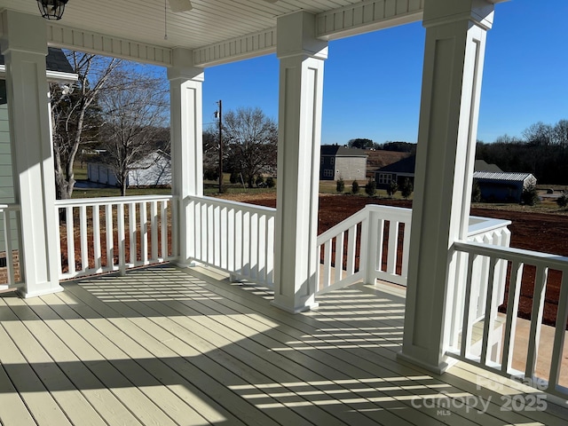 wooden deck featuring a porch