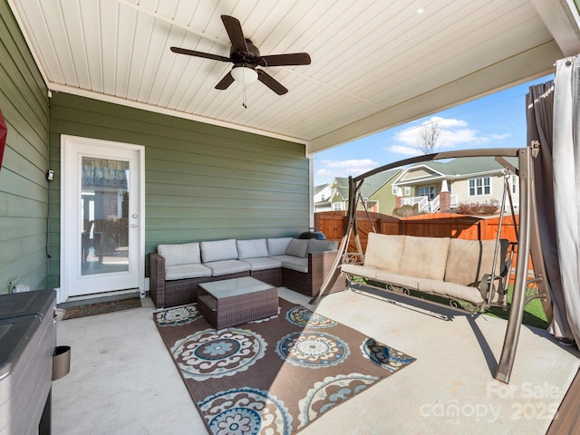 view of patio / terrace with outdoor lounge area and ceiling fan