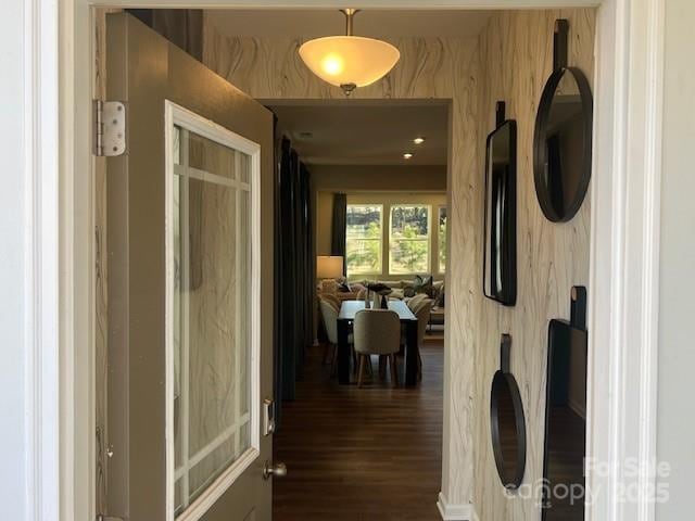 hallway featuring dark hardwood / wood-style floors