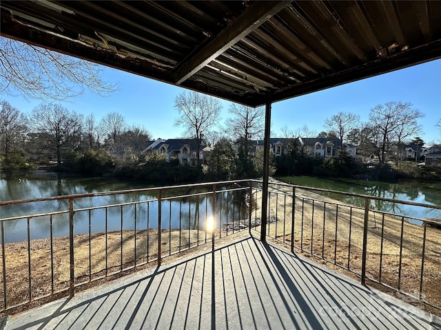 deck with a water view