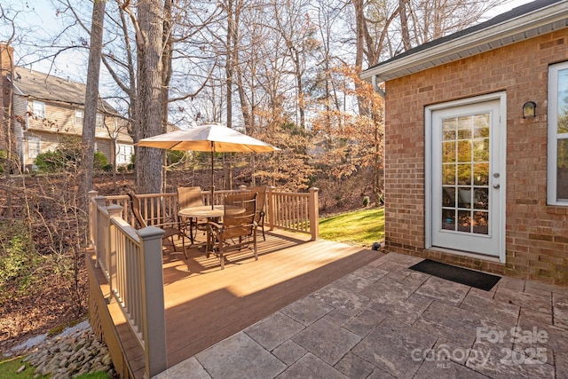 view of patio with a wooden deck