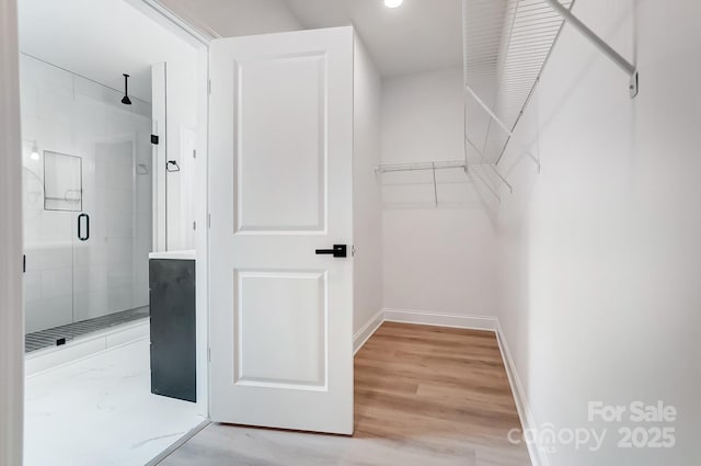 spacious closet with light wood-type flooring