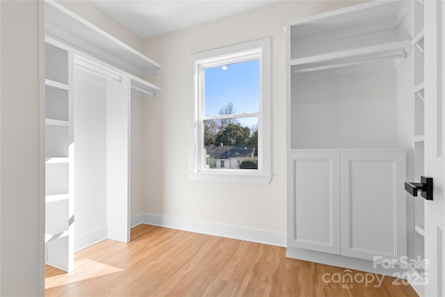 spacious closet featuring light wood-style floors