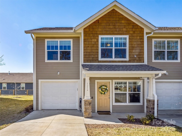 view of front of house with a garage