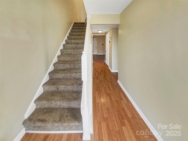 stairs featuring wood-type flooring