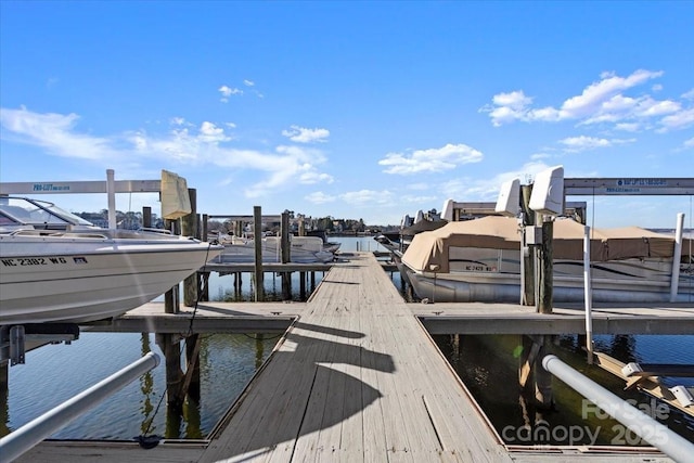 view of dock featuring a water view