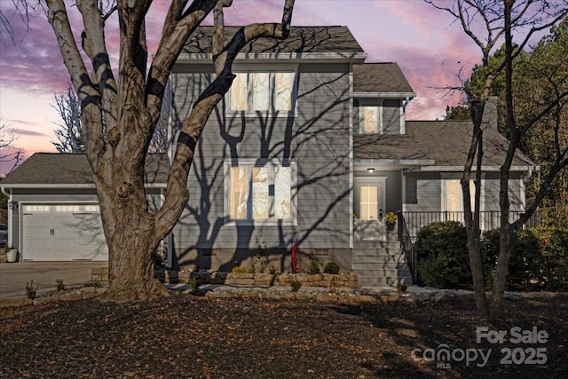 view of front of house with a garage