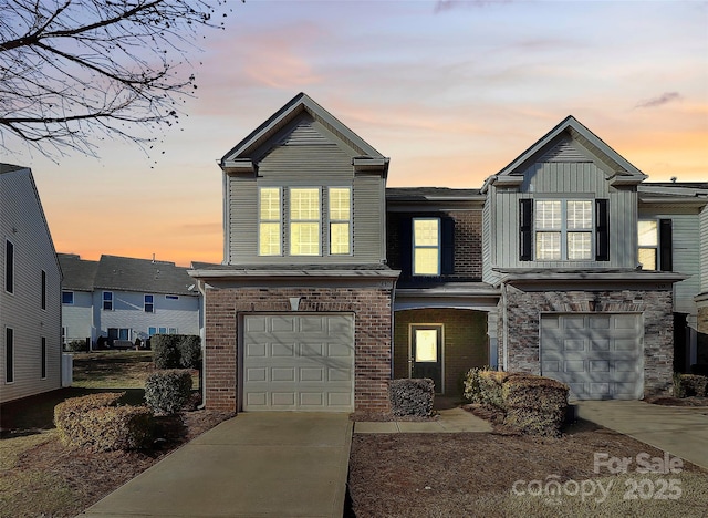 view of front of home with a garage