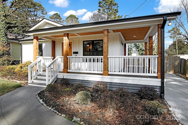 view of front of property with a porch