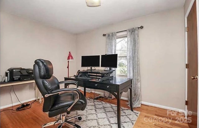 home office featuring light wood-type flooring