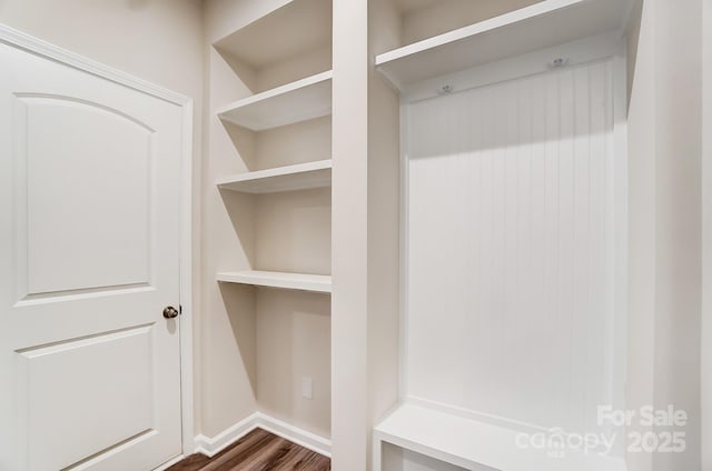 mudroom featuring dark hardwood / wood-style flooring