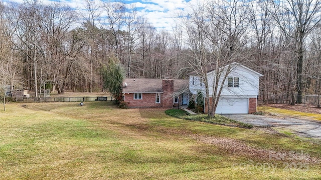 view of yard featuring a garage