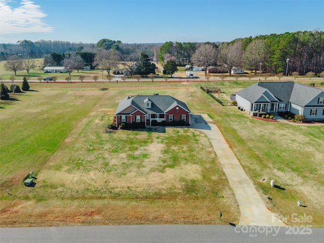 aerial view featuring a rural view