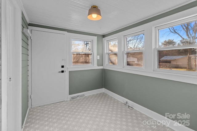 view of unfurnished sunroom