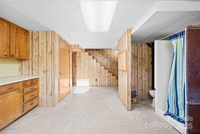 interior space with wood walls