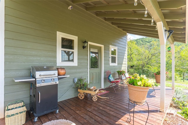 deck featuring grilling area