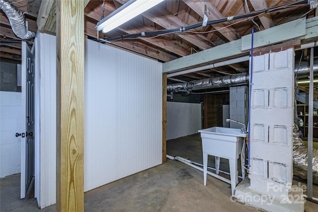 basement featuring sink