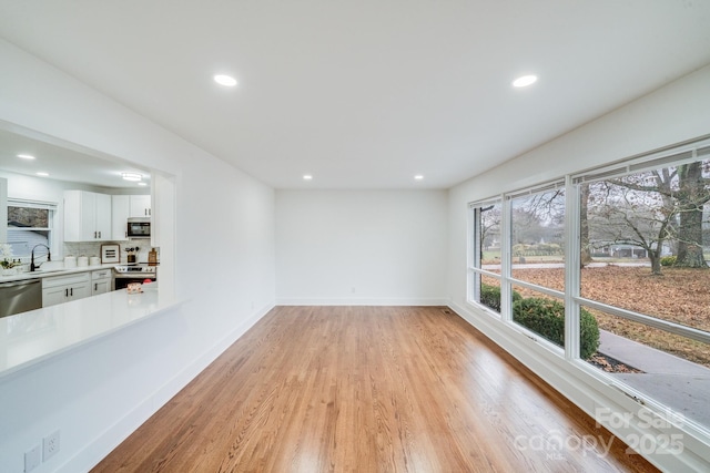 interior space featuring light hardwood / wood-style floors and sink