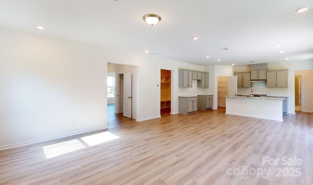 unfurnished living room with light hardwood / wood-style floors