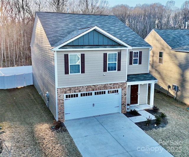 view of front facade with a garage