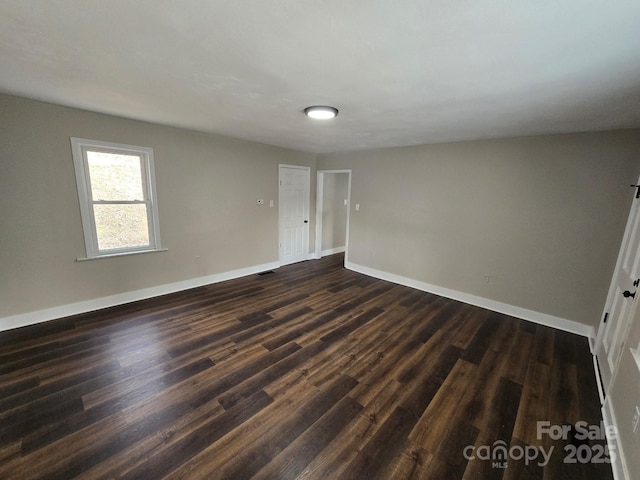 spare room featuring dark hardwood / wood-style floors