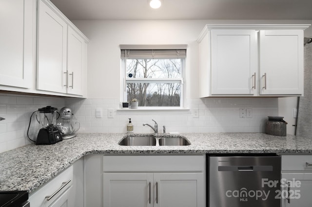 kitchen featuring white cabinetry, sink, and dishwasher