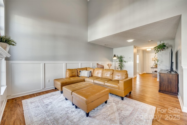 living room with light wood-type flooring