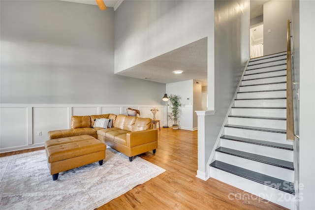 living room with light hardwood / wood-style floors