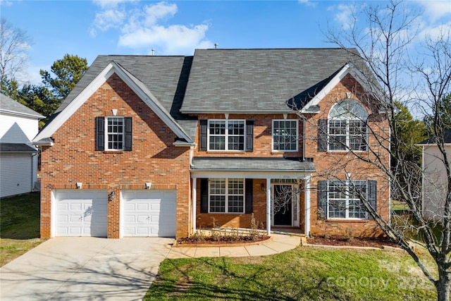 view of front of house with a garage and a front yard