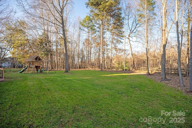 view of yard featuring a playground