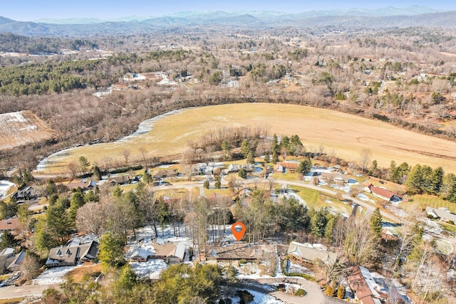 drone / aerial view with a mountain view