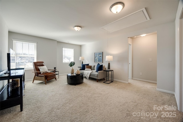 sitting room with light carpet