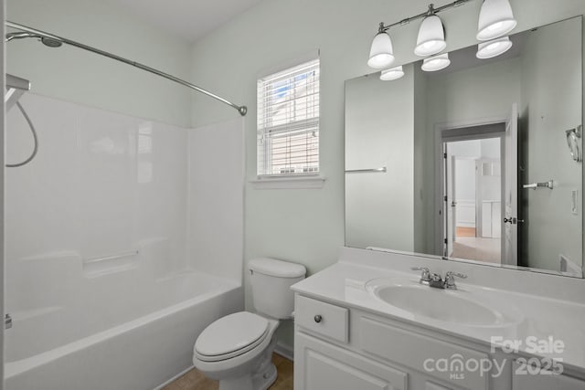 full bathroom with vanity, toilet, and shower / bath combination