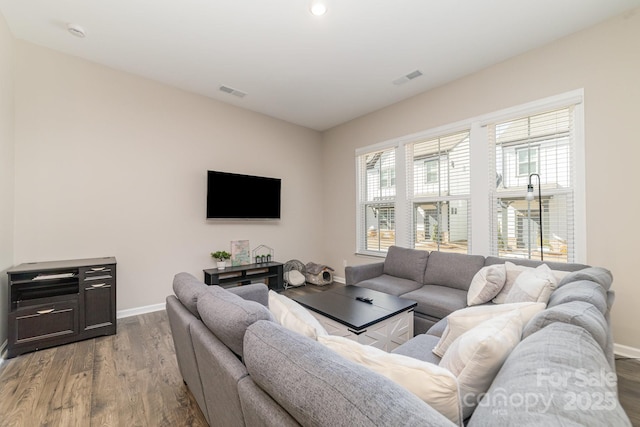 living room featuring hardwood / wood-style floors