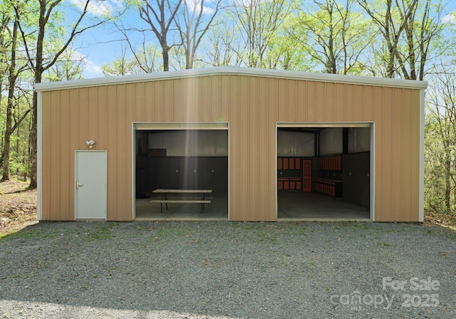 view of detached garage