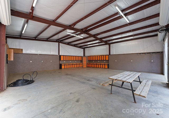 garage with metal wall