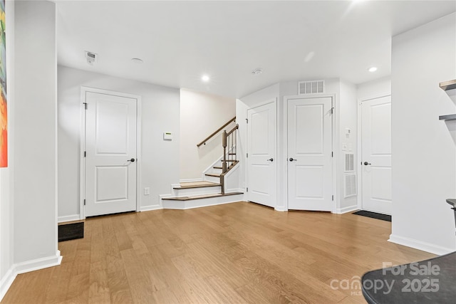 interior space featuring light wood-type flooring