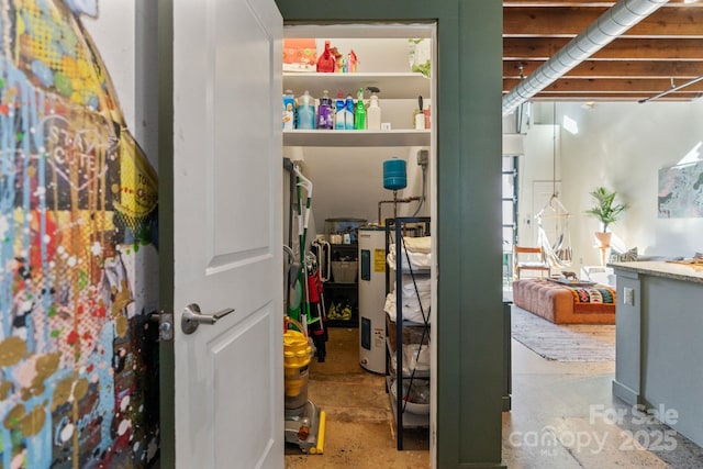 pantry featuring electric water heater