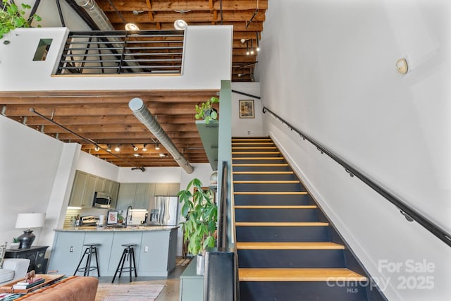 stairs with sink