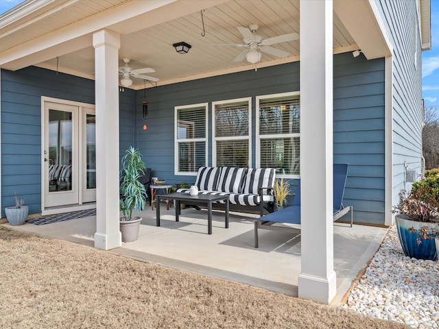 view of patio / terrace with outdoor lounge area and ceiling fan