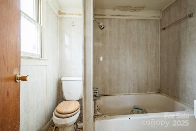 bathroom with a tub and toilet