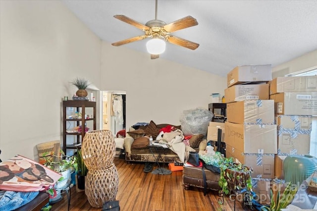 interior space featuring ceiling fan