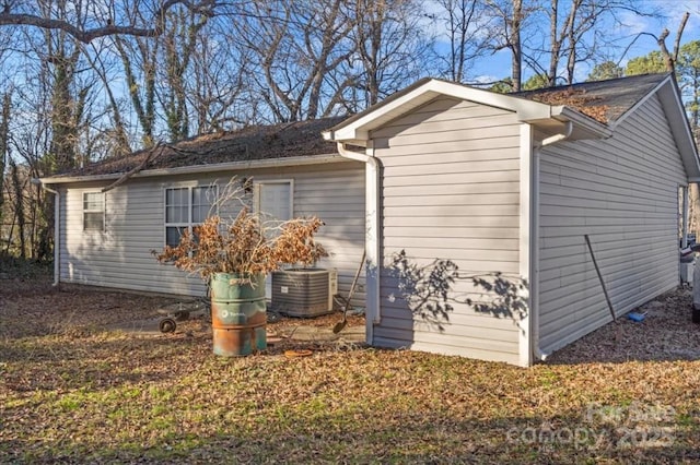 view of home's exterior featuring central air condition unit