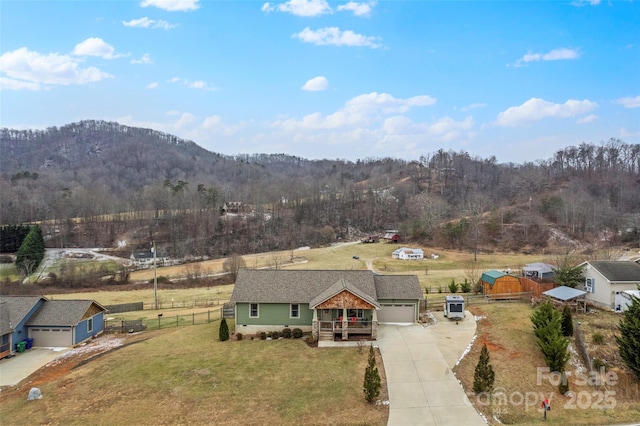 bird's eye view featuring a mountain view