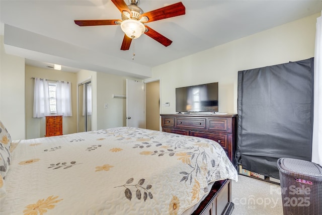 bedroom with a closet and ceiling fan