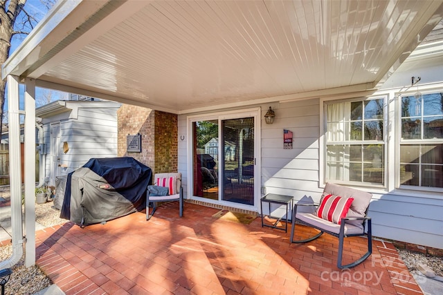 view of patio / terrace featuring a grill