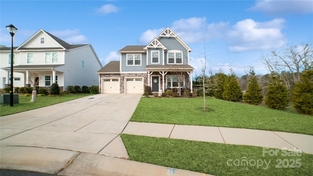 view of front of home with a porch and a front yard