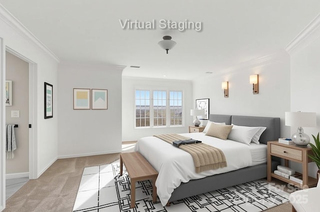 5774 Crown Ter, Hickory, NC 28601 - bedroom with ornamental molding, light colored carpet, and baseboards