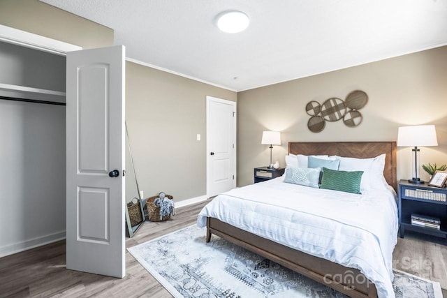 bedroom featuring a closet and wood-type flooring